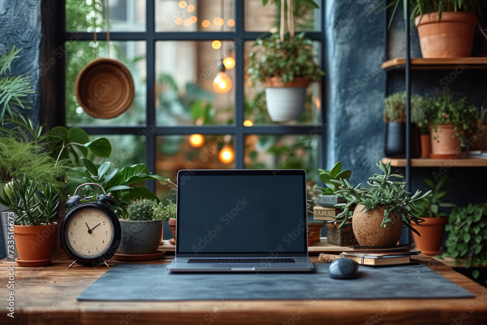 Poster a high-resolution laptop mockup with a blank screen, offering a clean canvas for presenting website 