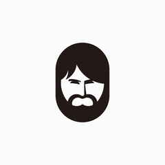 Man Face Logo. Black simple style man face logo. Pomade or hair oil logo