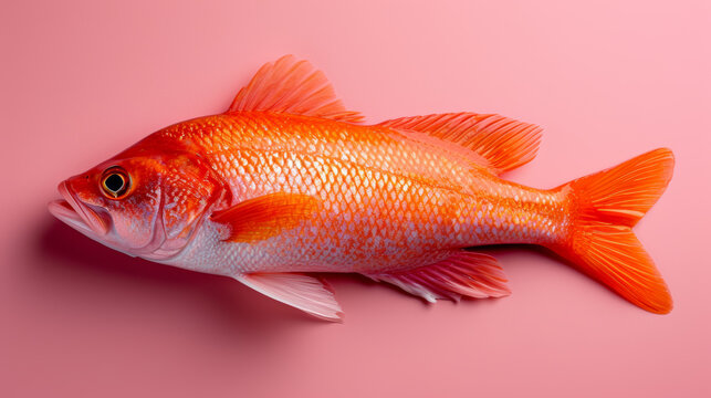 Gold fish on pink background