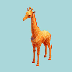 3D rendering of a Giraffe low polygon isolated