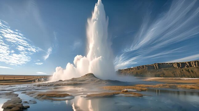 the erupting water column of a geyser
