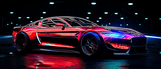 car, golden car, neon car, white car, black car, sports car wallpaper concept, new car launch, car, dark, sport, 350 DPI, ai generated