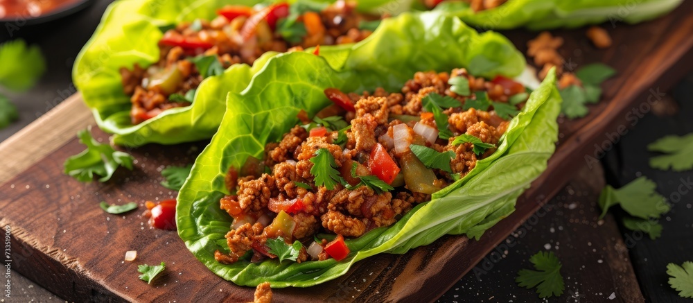 Wall mural Turkey Taco Lettuce Wraps: Our Favorite Paleo Recipe for Turkey Taco Lettuce Wraps - Wall murals