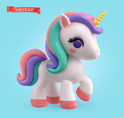 Unicorn, 3d render vector cartoon icon - 733519487