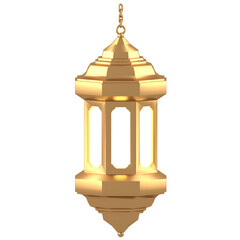 Illustration of a glowing gold Arabic lantern. Ramadan lantern