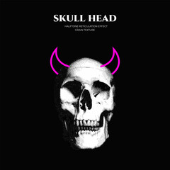 Monochrome skull head free vector