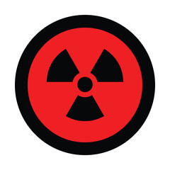 Fototapeta premium radioactive icon nuclear red black circle sign isolated warning danger symbol alert caution hazard danger traffic vector flat design for website mobile isolated white Background