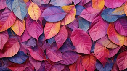Rolgordijnen vibrant colorful tree leaves form an intricate pattern © kucret