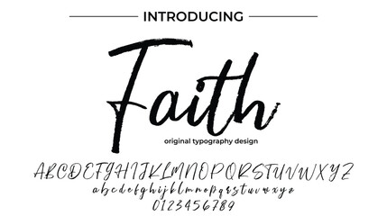 Faith Font Stylish brush painted an uppercase vector letters, alphabet, typeface