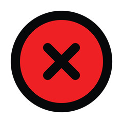 attention red black circle sign crossing x stop traffic warning caution isolated symbol logo hazard danger badge road mark vector flat design for website mobile isolated white Background