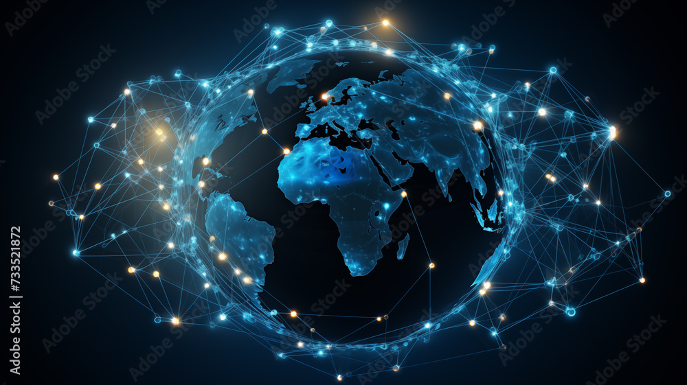 Poster global network connection for technology background.