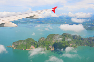 Phang nga bay view from the plane in Thailand