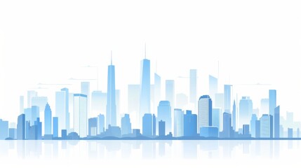 Fototapeta premium City skyline flat illustration with a white background.