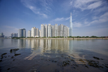 Beautiful morning at Landmarks 81 Ho Chi Minh City, the tallest building in Vietnam