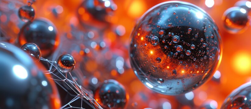 Illustration of 3D rendering, Bloch spheres represent qubit states, quantum computing's spooky entanglement