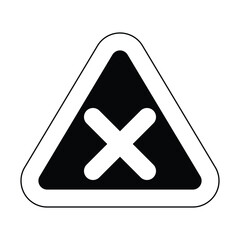 Obraz premium attention black outline triangle crossing sign x stop traffic warning caution isolated symbol logo hazard danger badge road mark vector flat design for website mobile isolated white Background