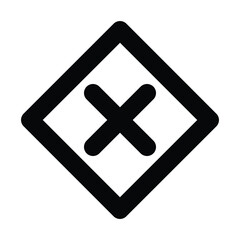 Fototapeta premium attention crossing x stop traffic sign warning caution isolated icon symbol logo hazard danger badge road mark vector flat design for website mobile isolated white Background