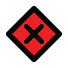 Fototapeta premium attention crossing x stop red black traffic sign warning caution isolated icon symbol logo hazard danger badge road mark vector flat design for website mobile isolated white Background