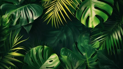 Green leaves in lush green colors. Generative AI.