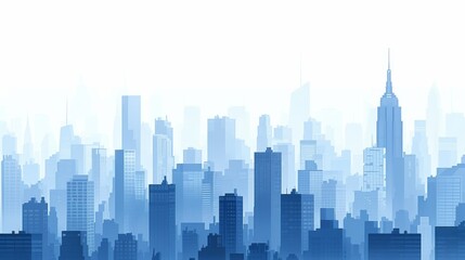 City skyline flat illustration with a white background.