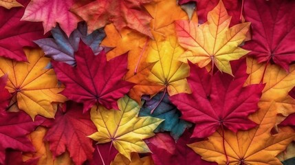 Fototapeta na wymiar Colorful maple leaf pattern in autumn