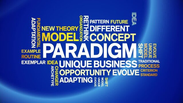Paradigm animated word cloud;text design animation tag kinetic typography seamless loop.