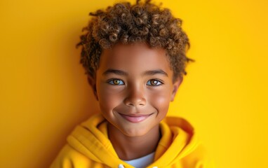 happy smiling African American kid in a professional studio background