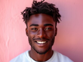 Obraz premium happy smiling African American man portrait, professional studio background