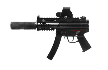 MP5K rail system assault rifle weapon gun isolated on white background