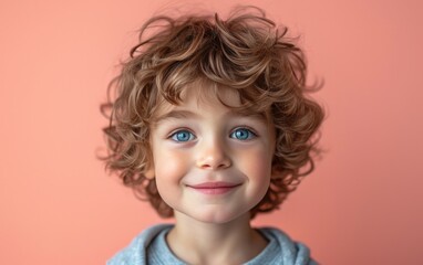 happy smiling caucasian kid portrait, professional studio background