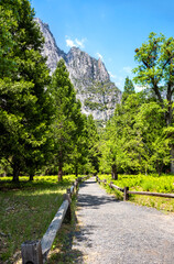 Trail to the Upper and Lower Yosemite Falls, Yosemite National park, California 