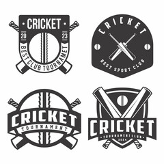 Cricket logo collection, emblem set collections. Cricket logo badge template bundle
