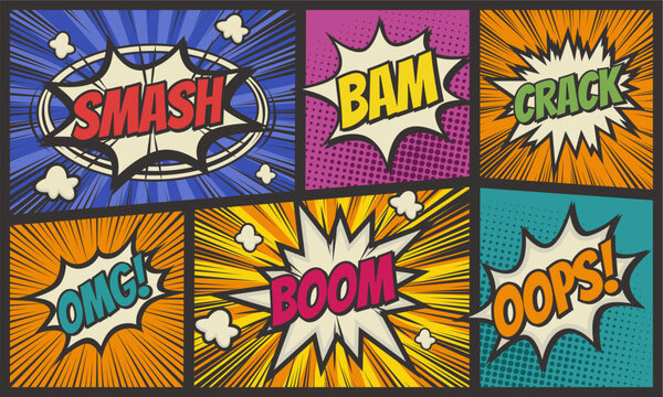 Comic cartoon scene background with speech bubble collection expression set © anggi wibisono