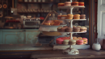 Delicious Macaroons in a Time-Worn Cafe