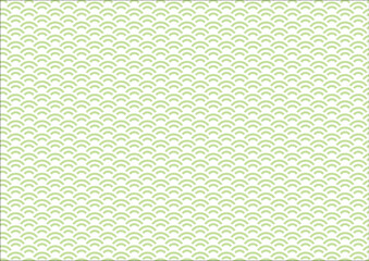 日本の伝統紋様 青海波のシームレスパターン 緑