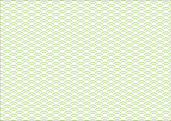 日本の伝統紋様 青海波のシームレスパターン 緑