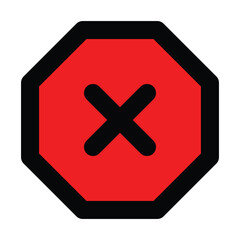 Obraz premium red black octagon sign attention crossing x stop traffic warning caution isolated symbol logo hazard danger badge road mark vector flat design for website mobile isolated white Background