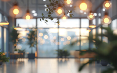 Photo blur background of modern office interior design contemporary workspace for creative business