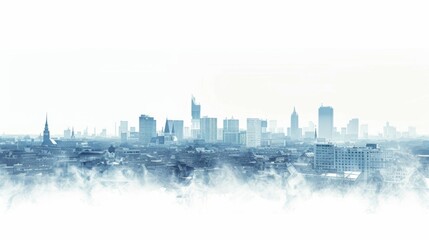 Cityscape  on a white background image with copy space.