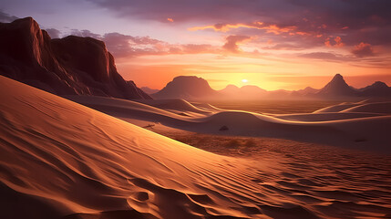 Fototapeta premium Desert background, desert landscape photography with golden sand dunes