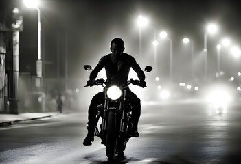 a biker motorcycle bike rider motorbike speed night helmet clothing style motorsport jacket cycle...