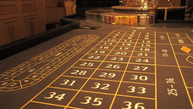 Empty gaming table in casino with place for chips. Gambling