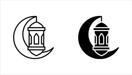 Islamic lantern simple icon set. vector illustration on white background