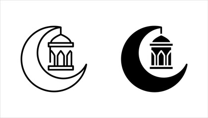 Islamic lantern simple icon set. vector illustration on white background © Ainul