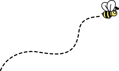 Cute Hand Drawn Pattern with Flying Bee