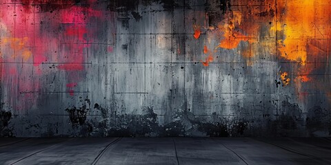 The black grunge abstract texture on the old concrete wall creates a striking background that reflects the unique architecture and construction of the, Generative AI 