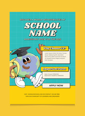 Retro Pop Back To School Event Template. Suitable For Promotion Poster