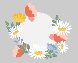 Colorful Hand Drawn Flower Wreath