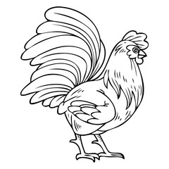 rooster line vector illustration