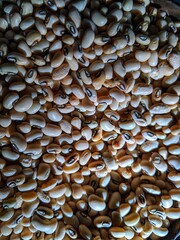 Close up top view of soybean background on black background